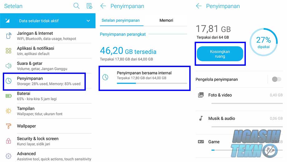 cara membersihkan cache android