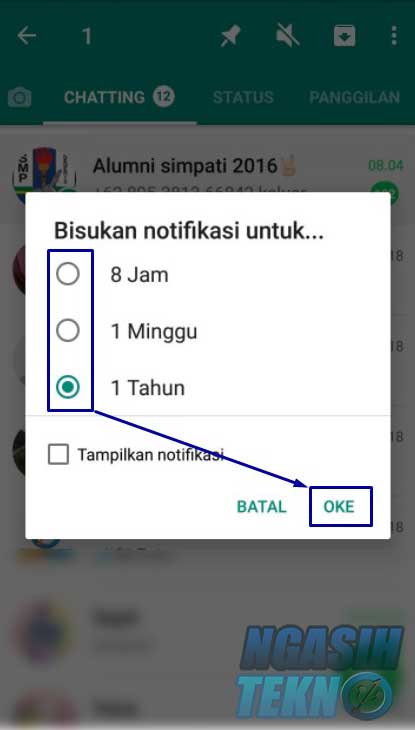 cara menonaktifkan notifikasi whatsapp